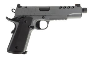 Tisas Arms 10100558 1911 Night Stalker SF 10mm Auto 8+1 5.11" Black Threaded Barrel, Gray Cerakote Carbon Steel Lightening Cut/Serrated Slide, Gray Cerakote Carbon Steel Frame w/Beavertail & Picatinny