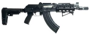ZASTAVA ZPAP92 AK PISTOL 7.62 X 39 MM WITH NIGHT BRAKE QUAD RAIL TOP RAIL REAR RAIL SBA3 BRACE ANGLED FOREGRIP 1.5MM RECEIVER BULDGED TRUNNION CHROME LINED 10IN BARREL ZP92762TACM