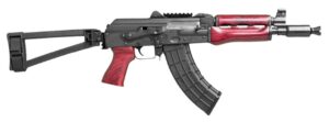 ZASTAVA ZPAP92 AK PISTOL 7.62 X 39 MM WITH BOOSTER SERBIAN RED HANDGUARDS/PISTOL GRIP TOP RAIL AND SB TACTICAL TF1913 BRACE 1.5MM RECEIVER BULDGED TRUNNION CHROME LINED 10IN BARREL ZP92762TBSR