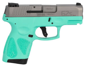 Taurus 1G2S939C G2S  Compact Frame 9mm Luger 7+1 3.26" Matte Stainless Steel Barrel, Matte Serrated Stainless Steel Slide, Cyan Polymer Frame w/Picatinny Rail & Polymer Grip, Right Hand