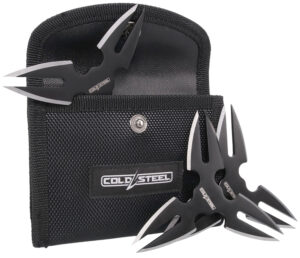 Cold Steel CSTH15STR3PK Throwing Stars  Three 1.50" Black Oxide 420 Stainless Steel Blades Includes Sheath