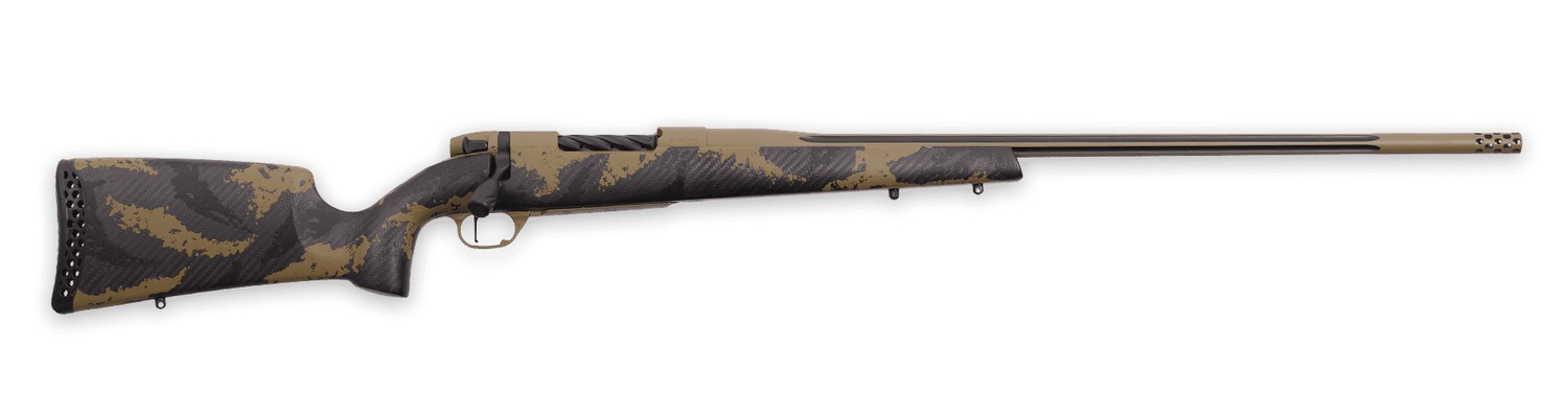Weatherby MAX01N22CMR4B Mark V Apex 22 Creedmoor 4+1 22" + 2" Coyote Tan/Graphite Black Cerakote Fluted Threaded Barrel, Coyote Tan Cerakote Steel Drilled & Tapped Receiver, Tan/Brown Sponge Accents F
