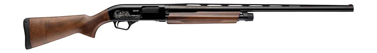Winchester Repeating Arms 512480391 SXP High Grade 12 Gauge Pump 3" 4- 2.75" Shells 26" Black Chrome Vent Rib Barrel, Engraved Gloss Blued Aluminum Receiver, Fixed Grade II Oiled Walnut Stock, Invecto