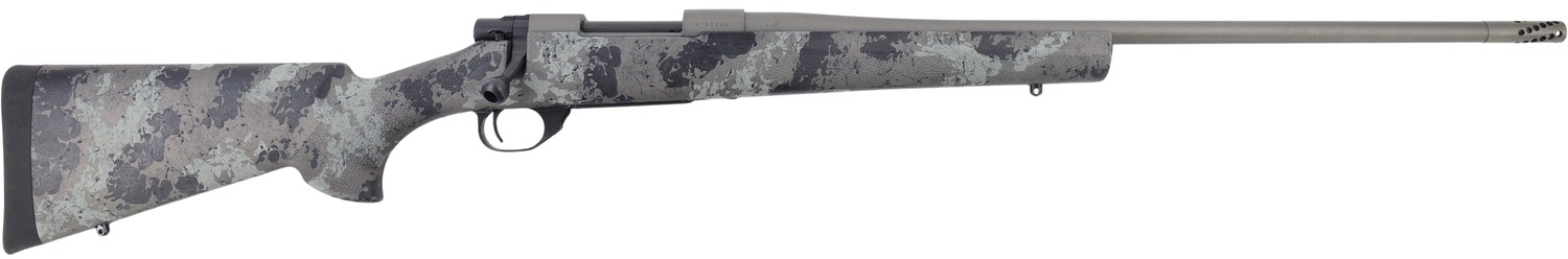 Howa HMFN6ARCHBGL 1500 Fence Line 6mm ARC 5+1 20" Tungsten Cerakote Threaded Barrel, Tungsten Cerakote Aluminum Drilled & Tapped Receiver, Gray Light Camo Fixed Synthetic Stock, Right Hand