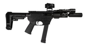 Shark Coast Tactical SCC8110CABLK-S Creepy Andrew 9mm Luger 30+1 Aluminum Receiver Picatinny Rail Receiver Black Polymer SB Tactical SBA3 Brace