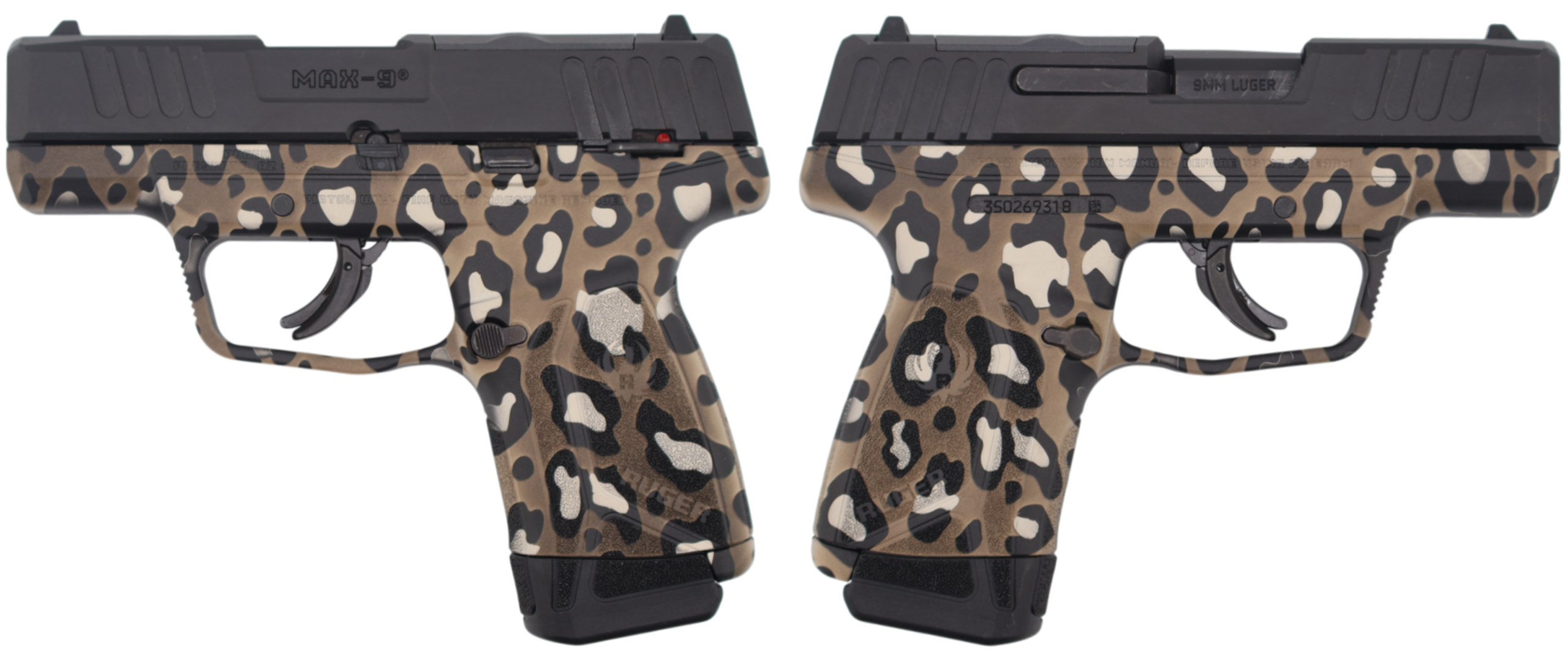 RUGER MAX-9 9MM PISTOL LEOPARD PRINT 3.2" OPTIC READY 1-12RD MAGS